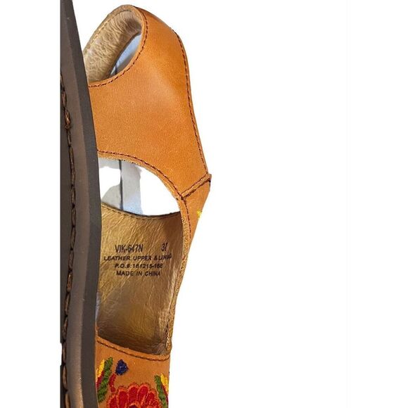 Allegria Viki Cognac Needles & Pins Sandal Multicolor Embroidered Sandal EU 37 - Picture 12 of 12